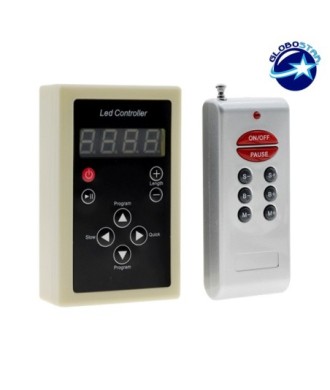 Ασύρματος LED Digital RGB Controller με Χειριστήριο RF για LED Digital RGB Προϊόντα 5v - 12v - 24v 1024 IC - 2048 IC GloboStar 04036